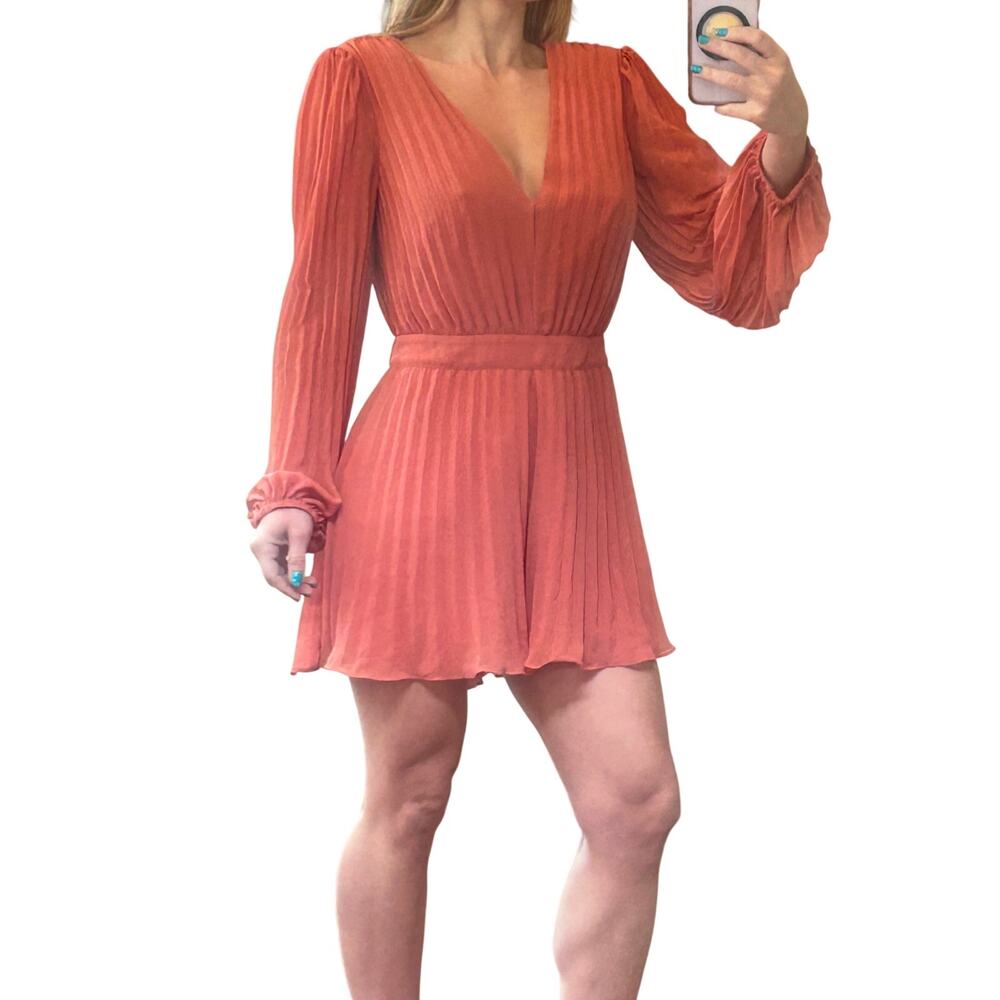 Ali & Jay Tower Bar Sunsets Pleated Chiffon Romper in Blush Pink - S